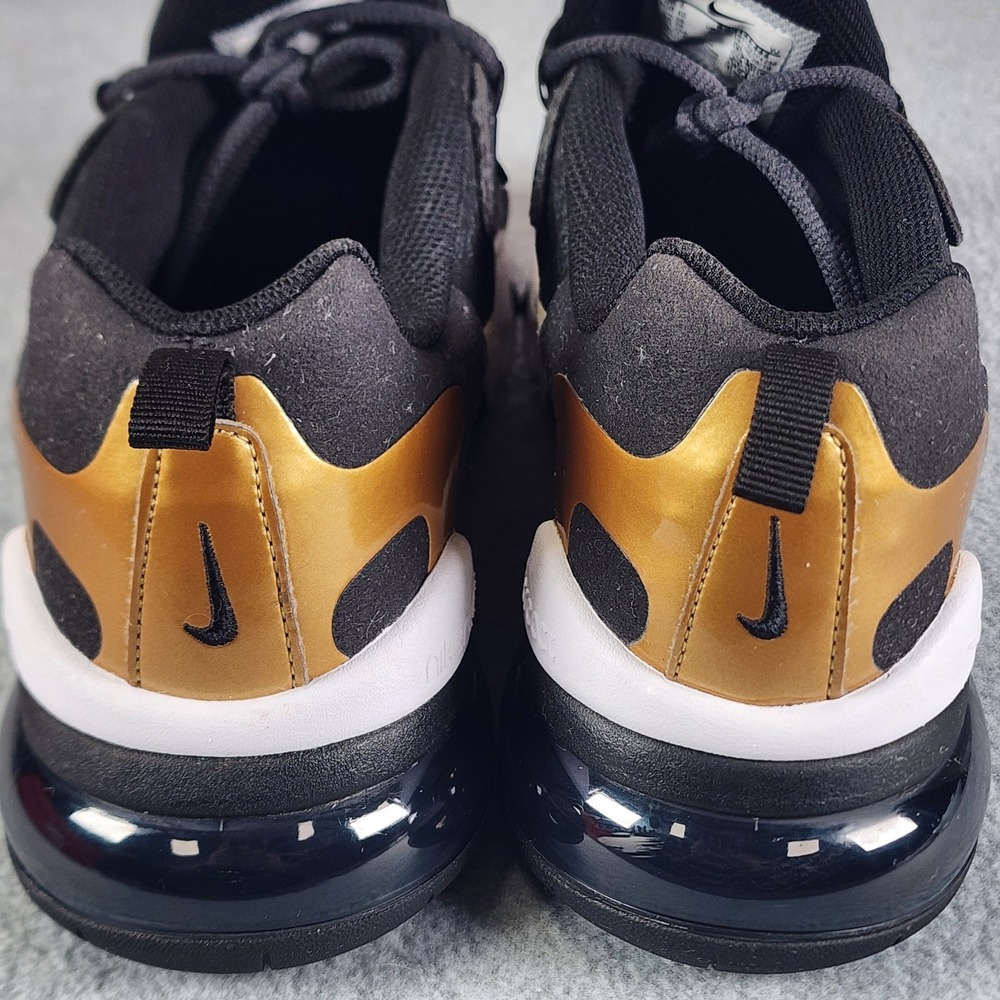 Nike Air Max 270 React (GS) Shoes 7Y Black Gold BQ0103-005 - Picture 8 of 11